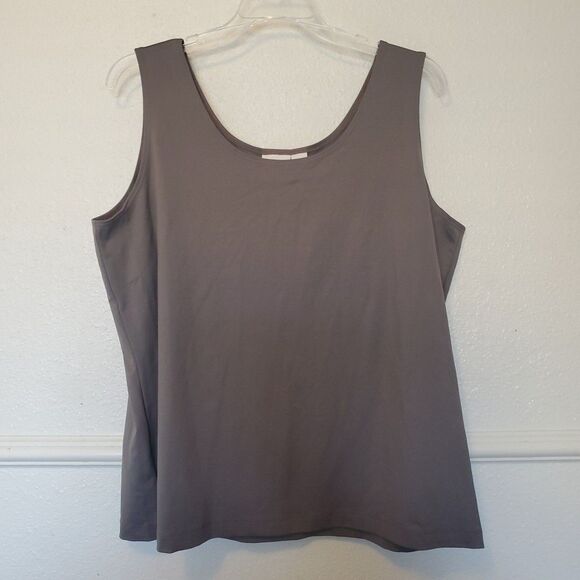 Chicos Microfiber Contemporary Tank Basic Top Size 3 XL Gray Taupe - Picture 1 of 7
